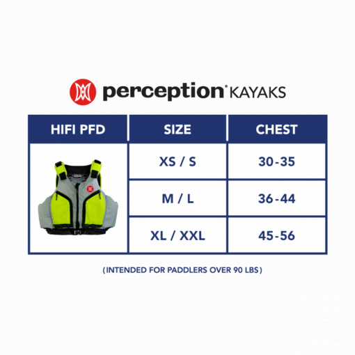 Perception Hi Fi PFD Size Chart