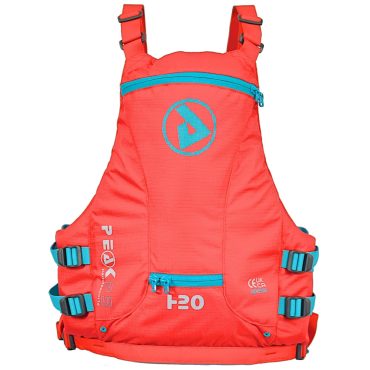 Peak Paddle Sports Marathon Racer vest Rear View in the Red Colour way shows hydration pocket details