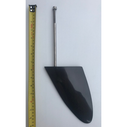Snapper Underslung Rudder showing Total length with a tape measure