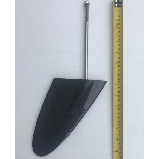 Underslung Rudder Blade Drummer- full length with vertically aligned shaft and tape measure