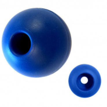 Blue Toggle Bead- views from both sides showing different size holes