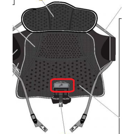 Diagram showing the location of the Grey Plastic Handle in use on a seat