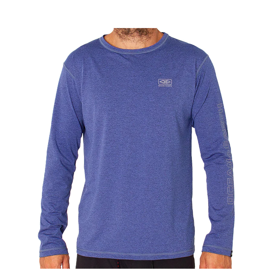 Ocean and Earth MENS SURF SHIRT Long Sleeve front view showing the Navy Marle
