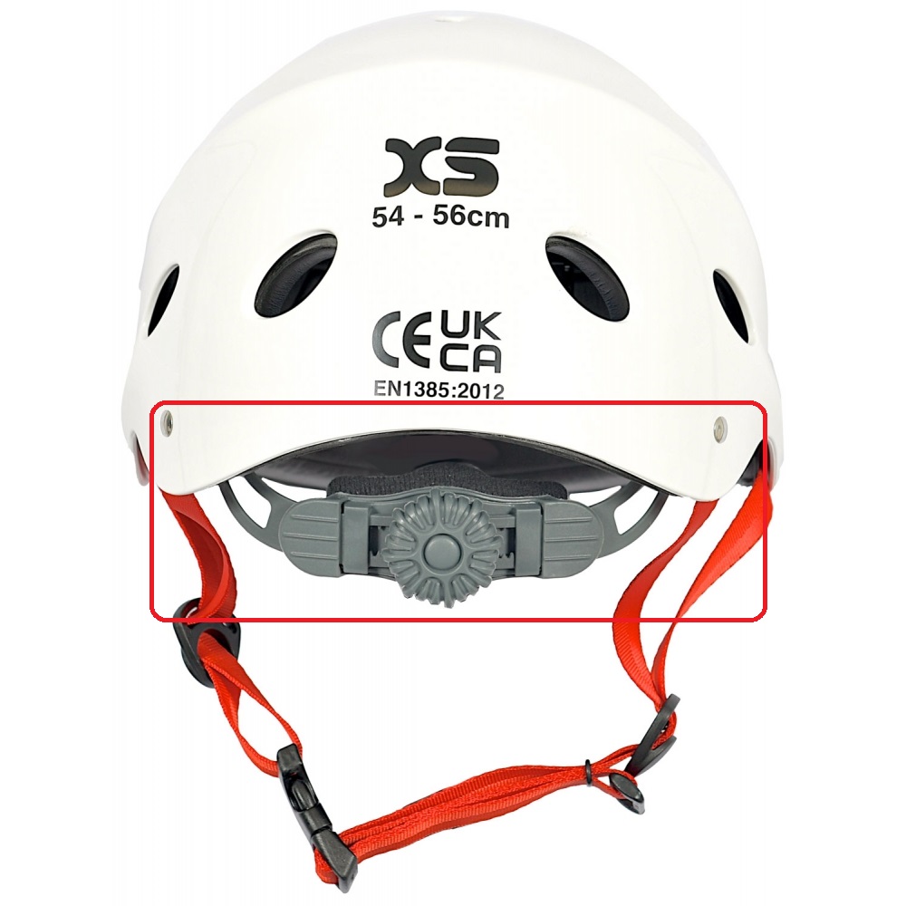PeakPS Helmet Rear Retention Strap Spare Part in situ (mounted on a helmet)