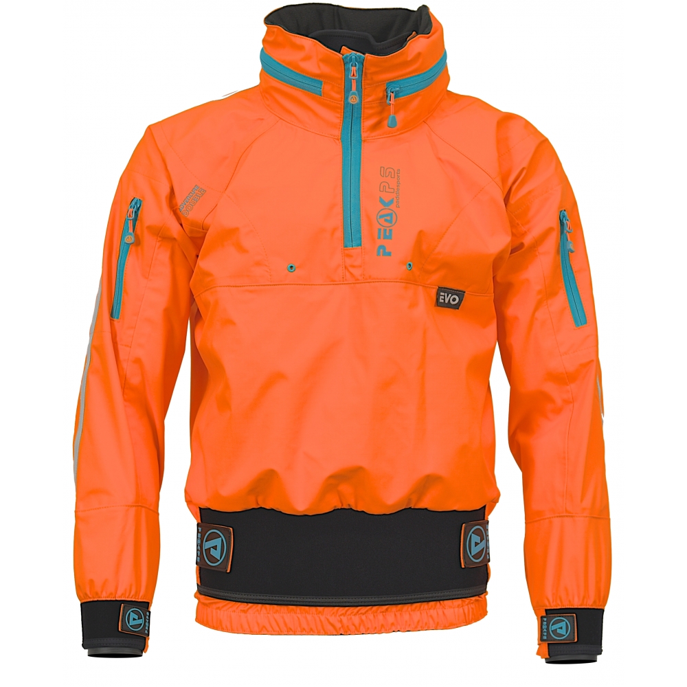 Peak Paddlesports Adventure Double Evo Jacket (or cag) front view Orange Colour